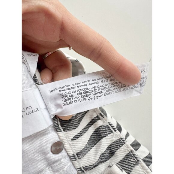 ZARA Zebra Print Denim High Rise Straight Leg Mom Fit Jeans, Size 6/28 - Picture 12 of 14